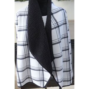 Sonoma Goods For Life Sherpa Fleece Waterfall Jacket black/white L EUC